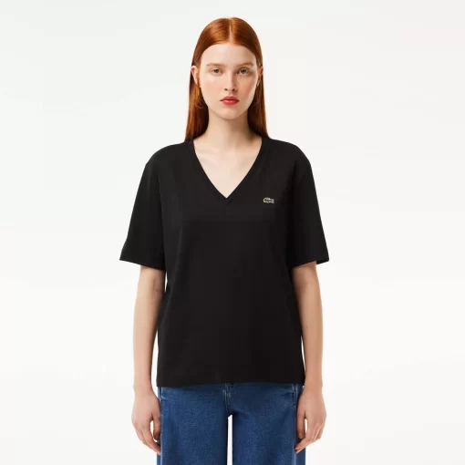 Lacoste T-Shirts-Relaxed Fit Soft Cotton Jersey V Neck T-Shirt