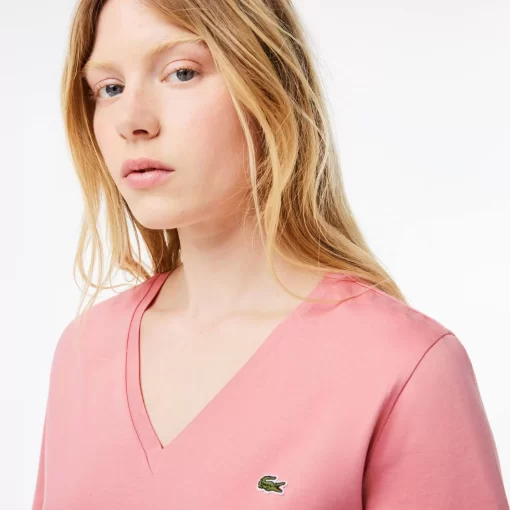 Lacoste T-Shirts-Relaxed Fit Soft Cotton Jersey V Neck T-Shirt