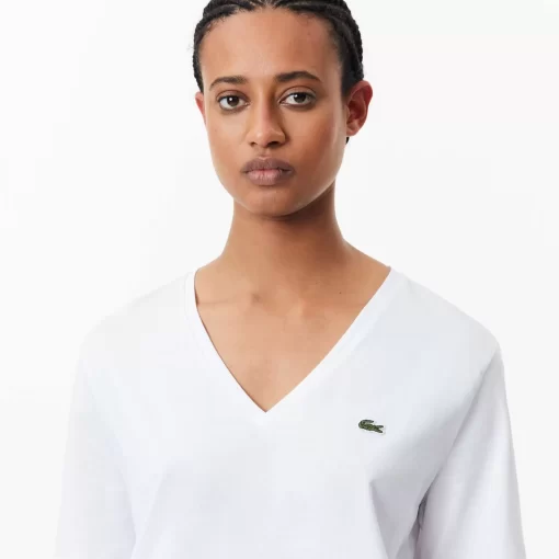 Lacoste T-Shirts-Relaxed Fit Soft Cotton Jersey V Neck T-Shirt