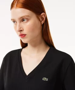 Lacoste T-Shirts-Relaxed Fit Soft Cotton Jersey V Neck T-Shirt