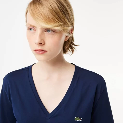 Lacoste T-Shirts-Relaxed Fit Soft Cotton Jersey V Neck T-Shirt