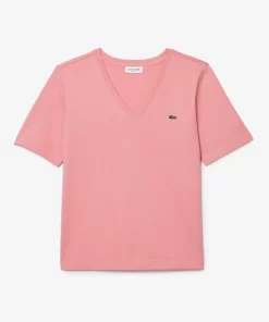 Lacoste T-Shirts-Relaxed Fit Soft Cotton Jersey V Neck T-Shirt