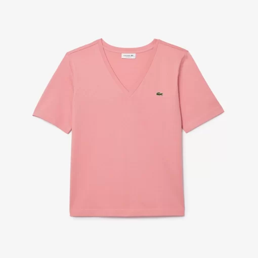 Lacoste T-Shirts-Relaxed Fit Soft Cotton Jersey V Neck T-Shirt