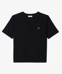 Lacoste T-Shirts-Relaxed Fit Soft Cotton Jersey V Neck T-Shirt