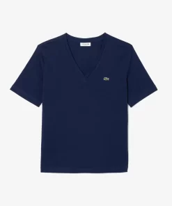 Lacoste T-Shirts-Relaxed Fit Soft Cotton Jersey V Neck T-Shirt