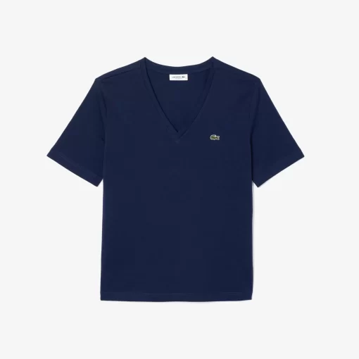 Lacoste T-Shirts-Relaxed Fit Soft Cotton Jersey V Neck T-Shirt