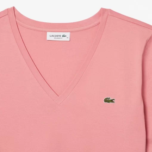 Lacoste T-Shirts-Relaxed Fit Soft Cotton Jersey V Neck T-Shirt