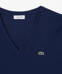 Lacoste T-Shirts-Relaxed Fit Soft Cotton Jersey V Neck T-Shirt