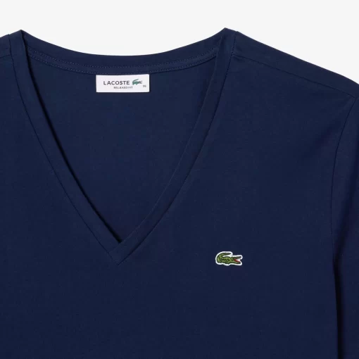 Lacoste T-Shirts-Relaxed Fit Soft Cotton Jersey V Neck T-Shirt