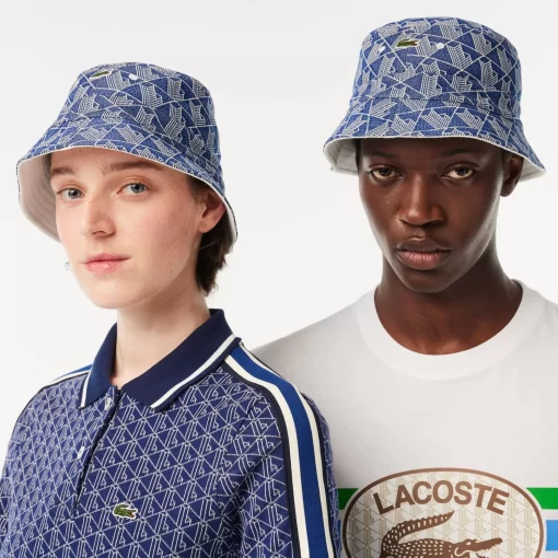 Lacoste Caps & Hats-Reversible Signature Monogram Jacquard Bucket Hat