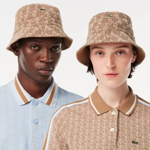 Lacoste Caps & Hats-Reversible Signature Monogram Jacquard Bucket Hat