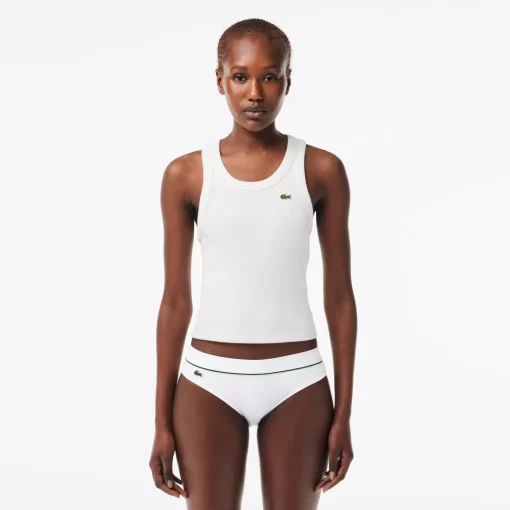 Lacoste Underwear & Loungewear-Ribbed Cotton Embroidered Croc Panties