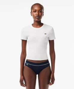 Lacoste Underwear & Loungewear-Ribbed Cotton Embroidered Croc Panties