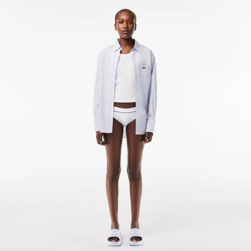 Lacoste Underwear & Loungewear-Ribbed Cotton Embroidered Croc Panties