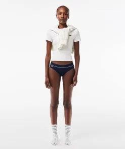 Lacoste Underwear & Loungewear-Ribbed Cotton Embroidered Croc Panties