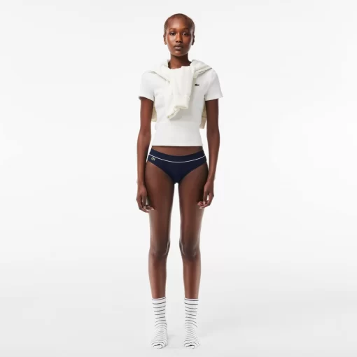 Lacoste Underwear & Loungewear-Ribbed Cotton Embroidered Croc Panties