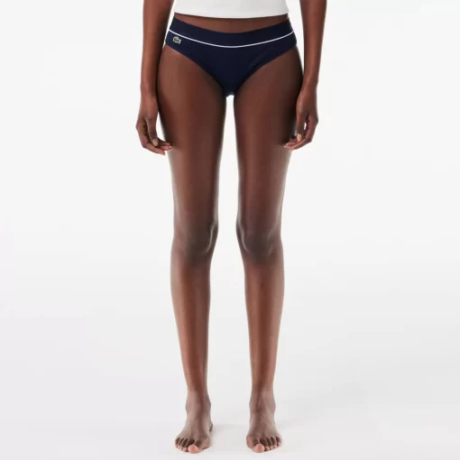 Lacoste Underwear & Loungewear-Ribbed Cotton Embroidered Croc Panties