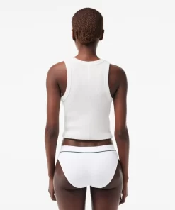 Lacoste Underwear & Loungewear-Ribbed Cotton Embroidered Croc Panties