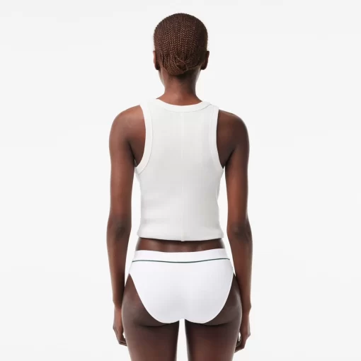 Lacoste Underwear & Loungewear-Ribbed Cotton Embroidered Croc Panties