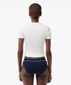 Lacoste Underwear & Loungewear-Ribbed Cotton Embroidered Croc Panties