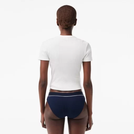 Lacoste Underwear & Loungewear-Ribbed Cotton Embroidered Croc Panties