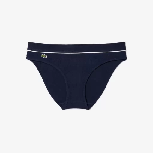 Lacoste Underwear & Loungewear-Ribbed Cotton Embroidered Croc Panties