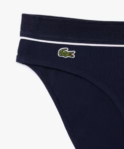 Lacoste Underwear & Loungewear-Ribbed Cotton Embroidered Croc Panties