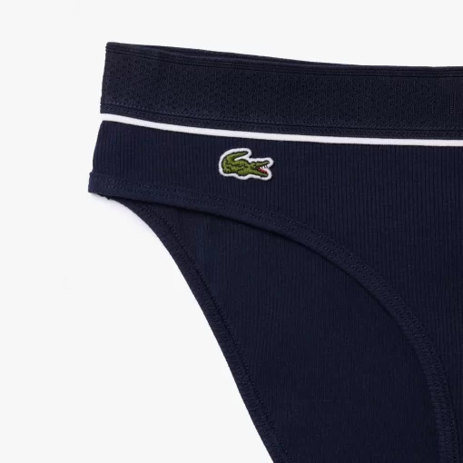 Lacoste Underwear & Loungewear-Ribbed Cotton Embroidered Croc Panties