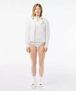 Lacoste Underwear & Loungewear-Ribbed Cotton Embroidered Croc String Briefs