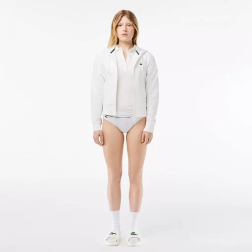 Lacoste Underwear & Loungewear-Ribbed Cotton Embroidered Croc String Briefs