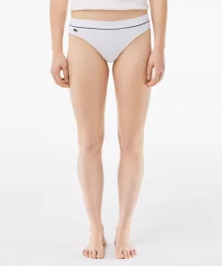 Lacoste Underwear & Loungewear-Ribbed Cotton Embroidered Croc String Briefs