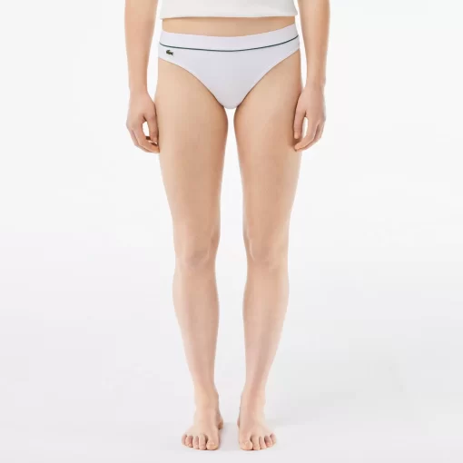 Lacoste Underwear & Loungewear-Ribbed Cotton Embroidered Croc String Briefs