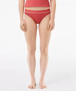 Lacoste Underwear & Loungewear-Ribbed Cotton Embroidered Croc String Briefs