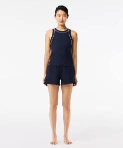 Lacoste Underwear & Loungewear-Ribbed Cotton Pajama Set