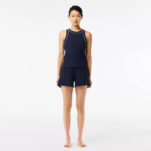 Lacoste Underwear & Loungewear-Ribbed Cotton Pajama Set