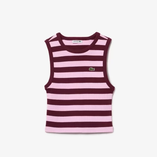 Lacoste Girl Clothing-Ribbed Cotton Striped Tank Top