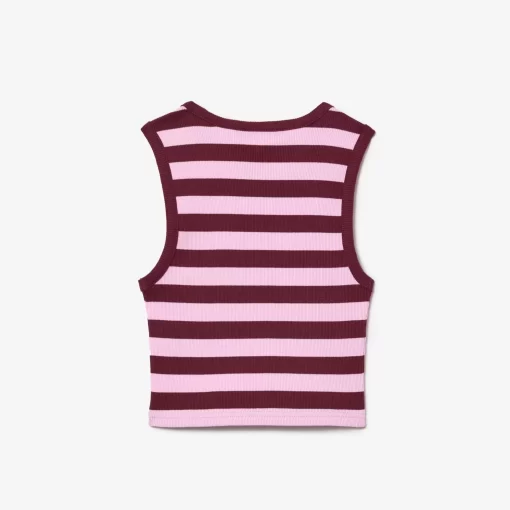 Lacoste Girl Clothing-Ribbed Cotton Striped Tank Top