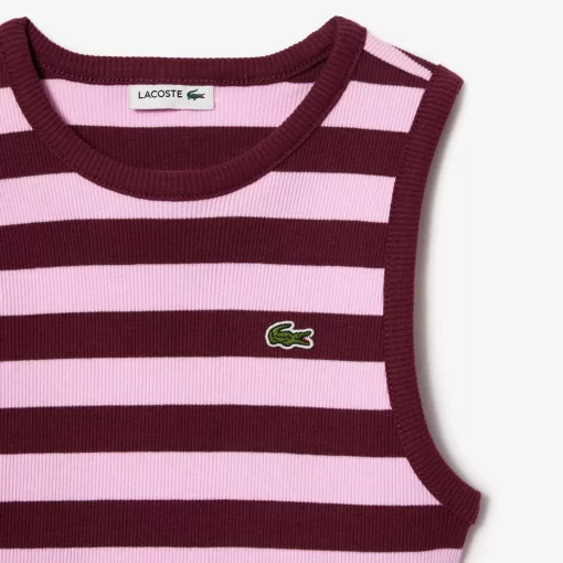 Lacoste Girl Clothing-Ribbed Cotton Striped Tank Top