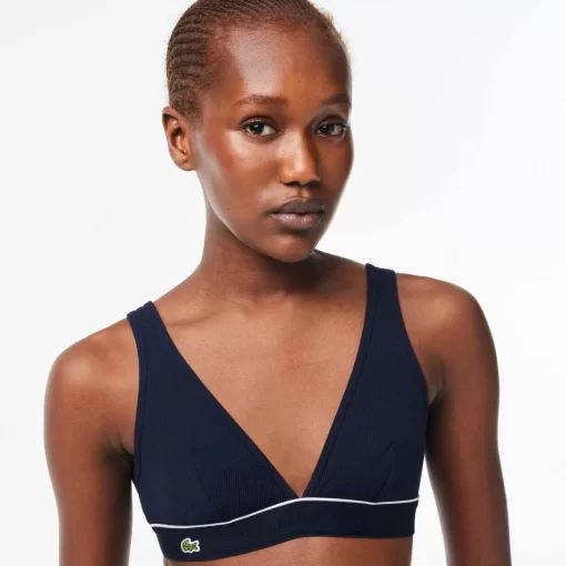 Lacoste Underwear & Loungewear-Ribbed Cotton Triangle Bralette