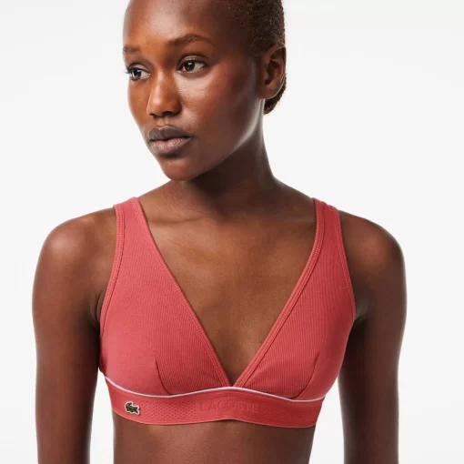 Lacoste Underwear & Loungewear-Ribbed Cotton Triangle Bralette