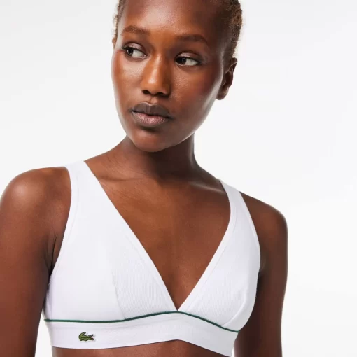 Lacoste Underwear & Loungewear-Ribbed Cotton Triangle Bralette