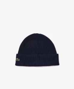 Lacoste Caps & Hats-Ribbed Knit Beanie In Cashmere