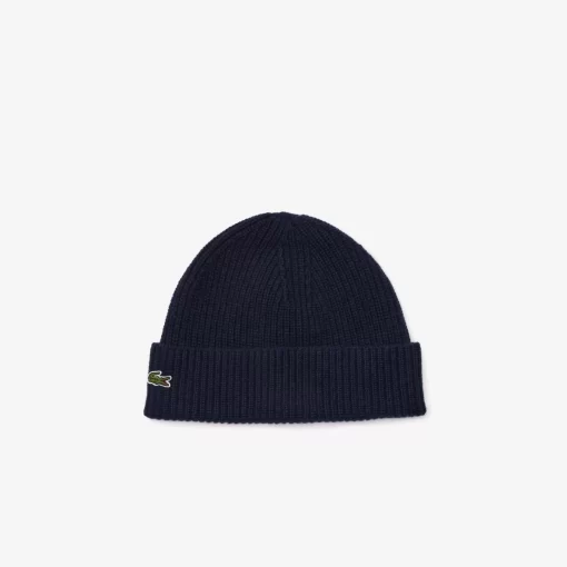 Lacoste Caps & Hats-Ribbed Knit Beanie In Cashmere