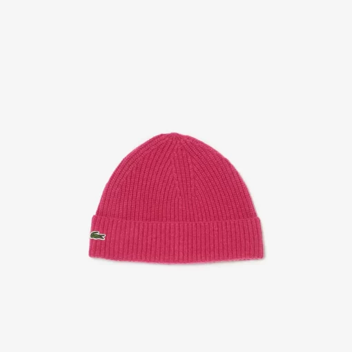 Lacoste Caps & Hats-Ribbed Knit Beanie In Cashmere