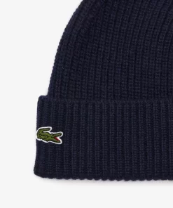 Lacoste Caps & Hats-Ribbed Knit Beanie In Cashmere