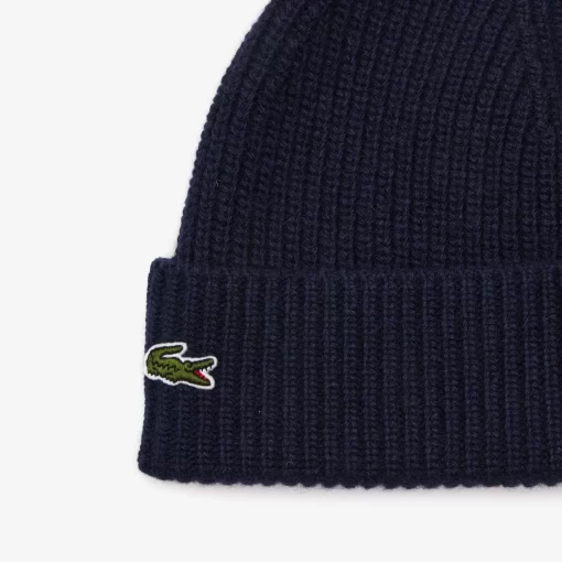 Lacoste Caps & Hats-Ribbed Knit Beanie In Cashmere