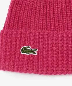 Lacoste Caps & Hats-Ribbed Knit Beanie In Cashmere