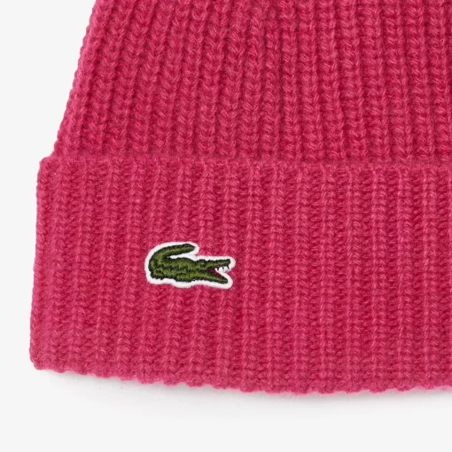 Lacoste Caps & Hats-Ribbed Knit Beanie In Cashmere