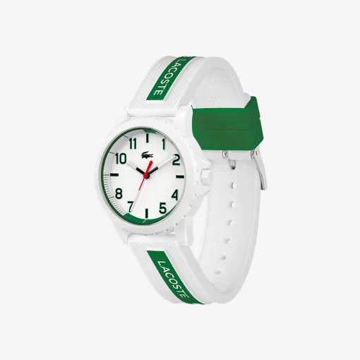 Lacoste Accessories-Rider 3 Hands Watch - White And Green With Silicone Strap