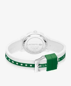 Lacoste Accessories-Rider 3 Hands Watch - White And Green With Silicone Strap